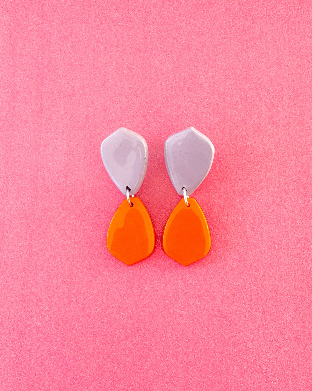 Aretes Doble Pétalo Lila-Naranja