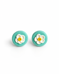 ✨Aretes Mini Flor Blanca-Turquesa