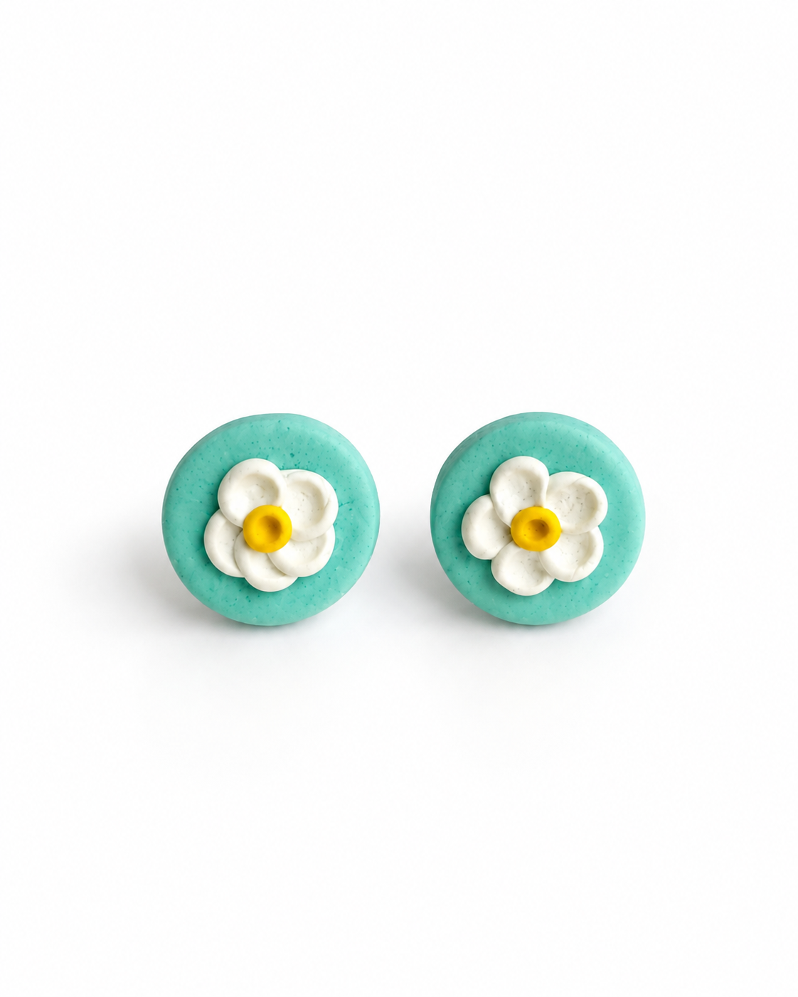 ✨Aretes Mini Flor Blanca-Turquesa