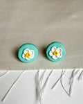 ✨Aretes Mini Flor Blanca-Turquesa