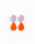 Aretes Doble Pétalo Lila-Naranja