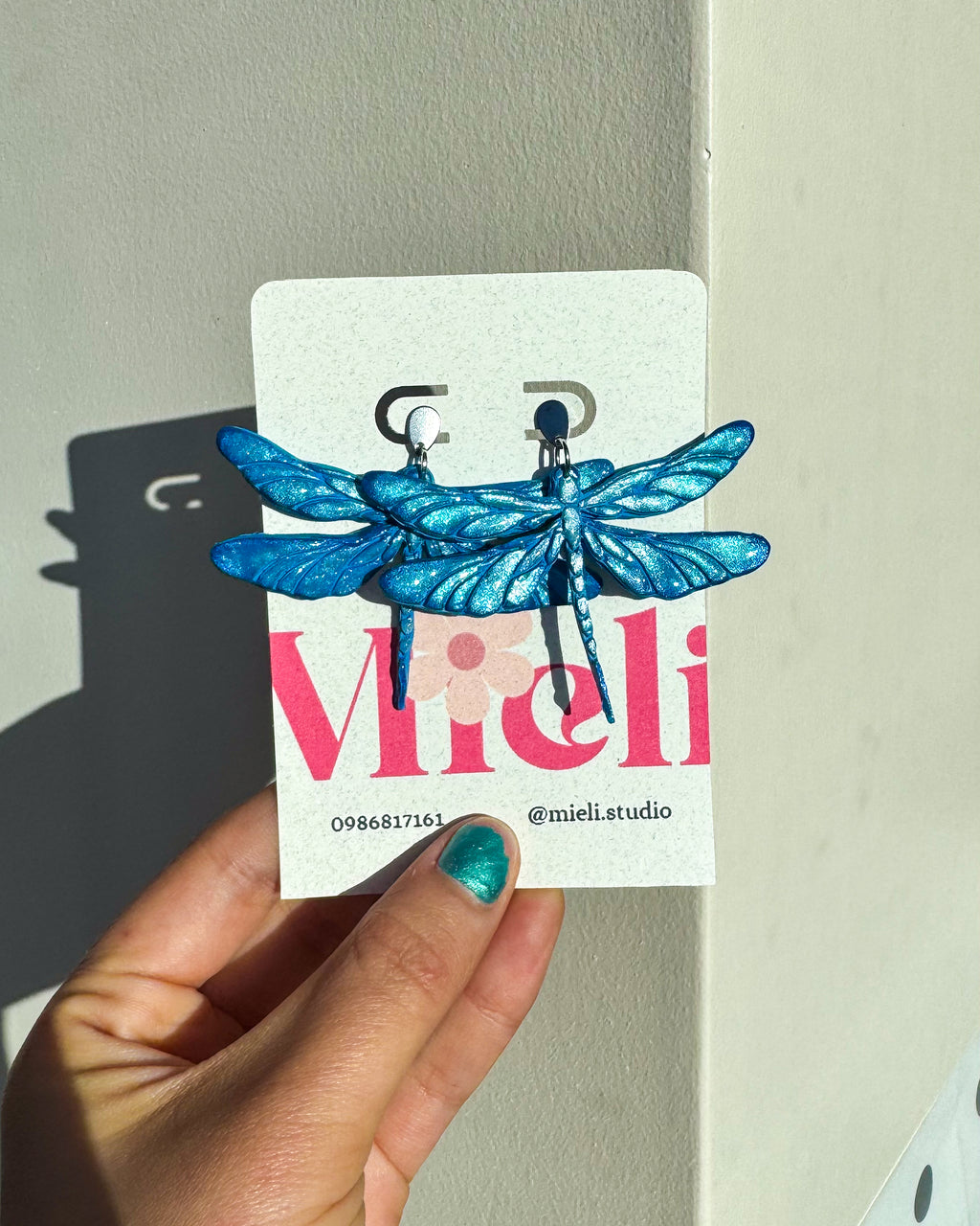 ✨Aretes Libélula azul