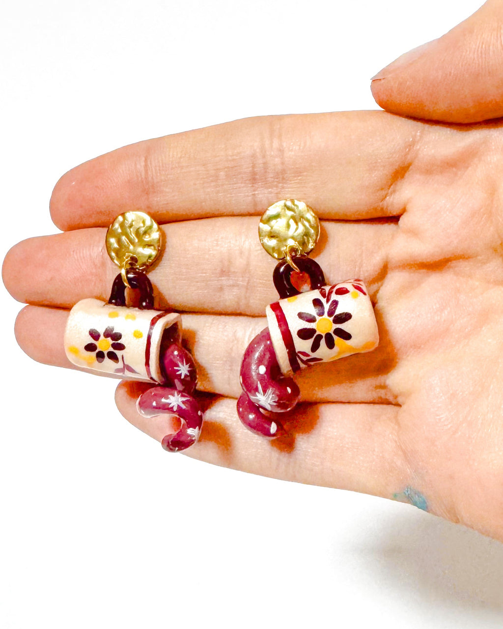 Tazas de colada morada | Aretes