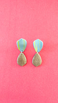 Aretes Doble Pétalo Celeste-Plata