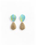 Aretes Doble Pétalo Celeste-Plata