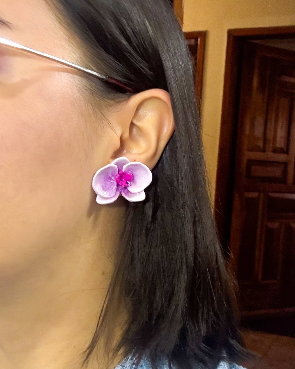 Aretes Mini Orquídea Lila