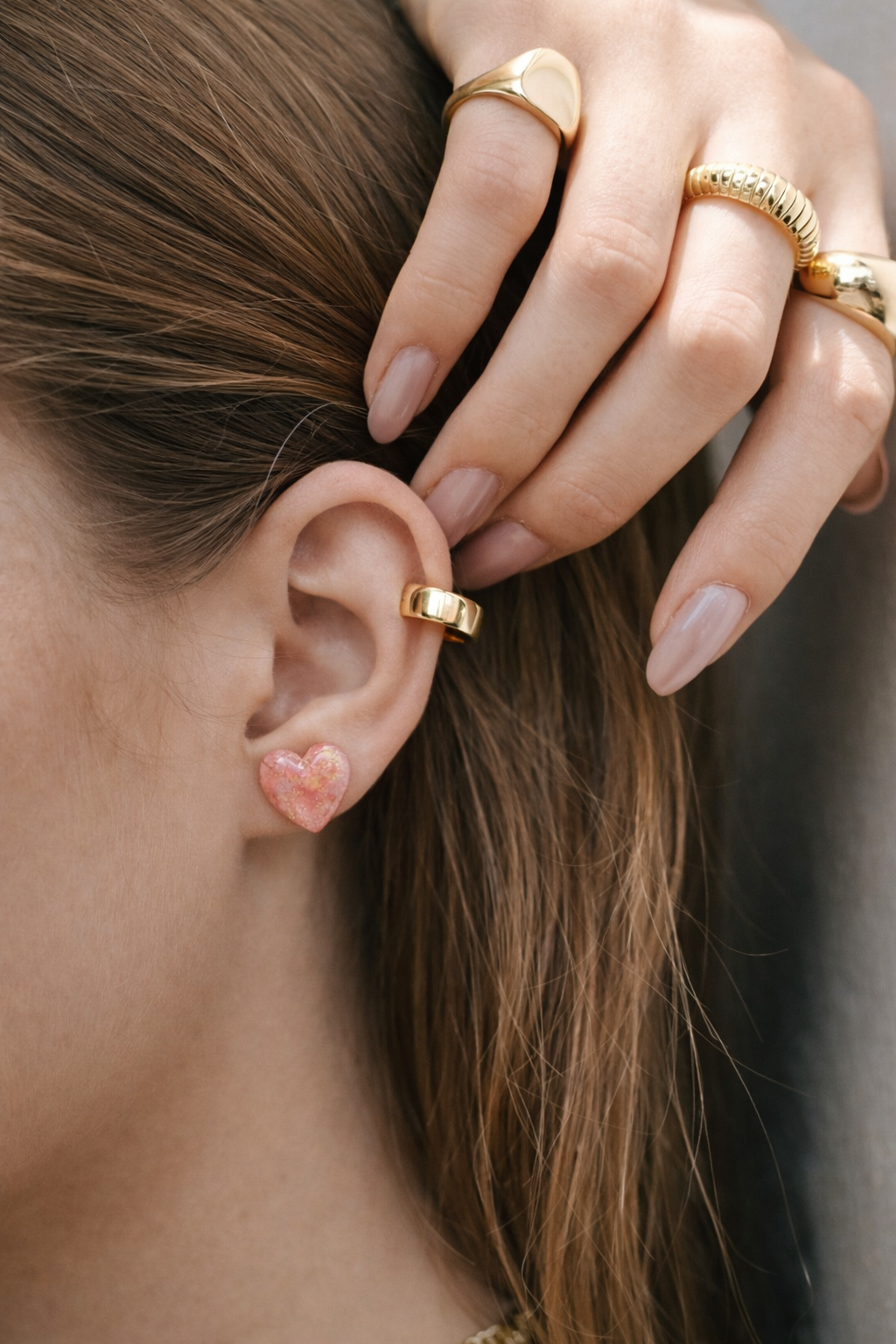 🌸 Corazón mármol | Studs