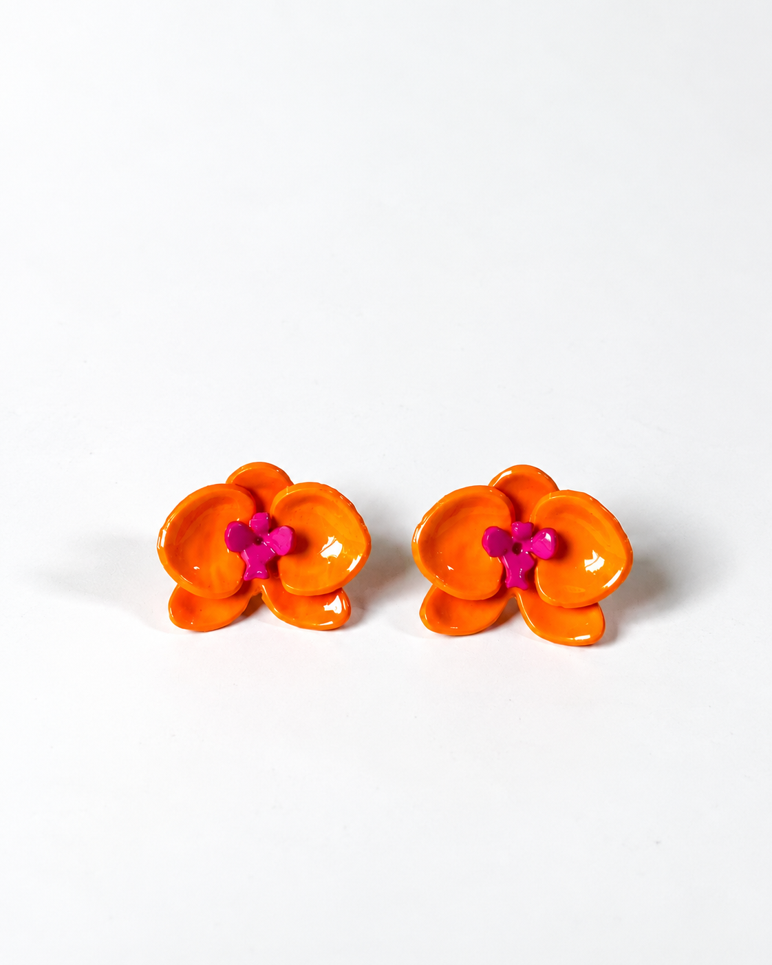 Aretes Mini Orquídea Naranja